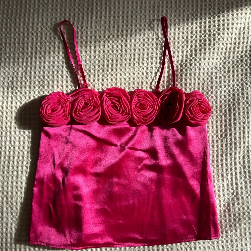 Elegant Pink Camisole with Floral Design